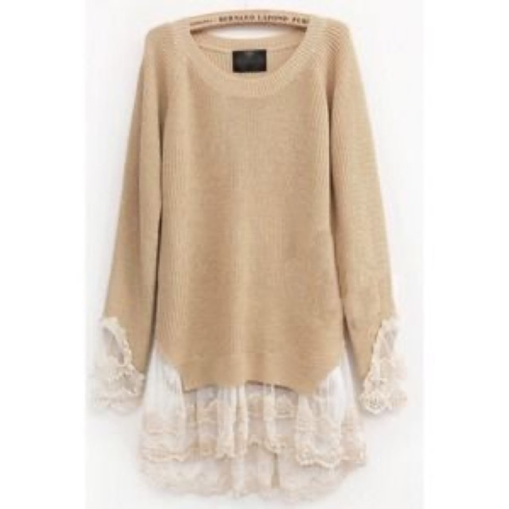 Lace trimmed sweater